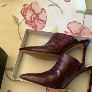 Nine West Bordeaux mules. Spectacular color